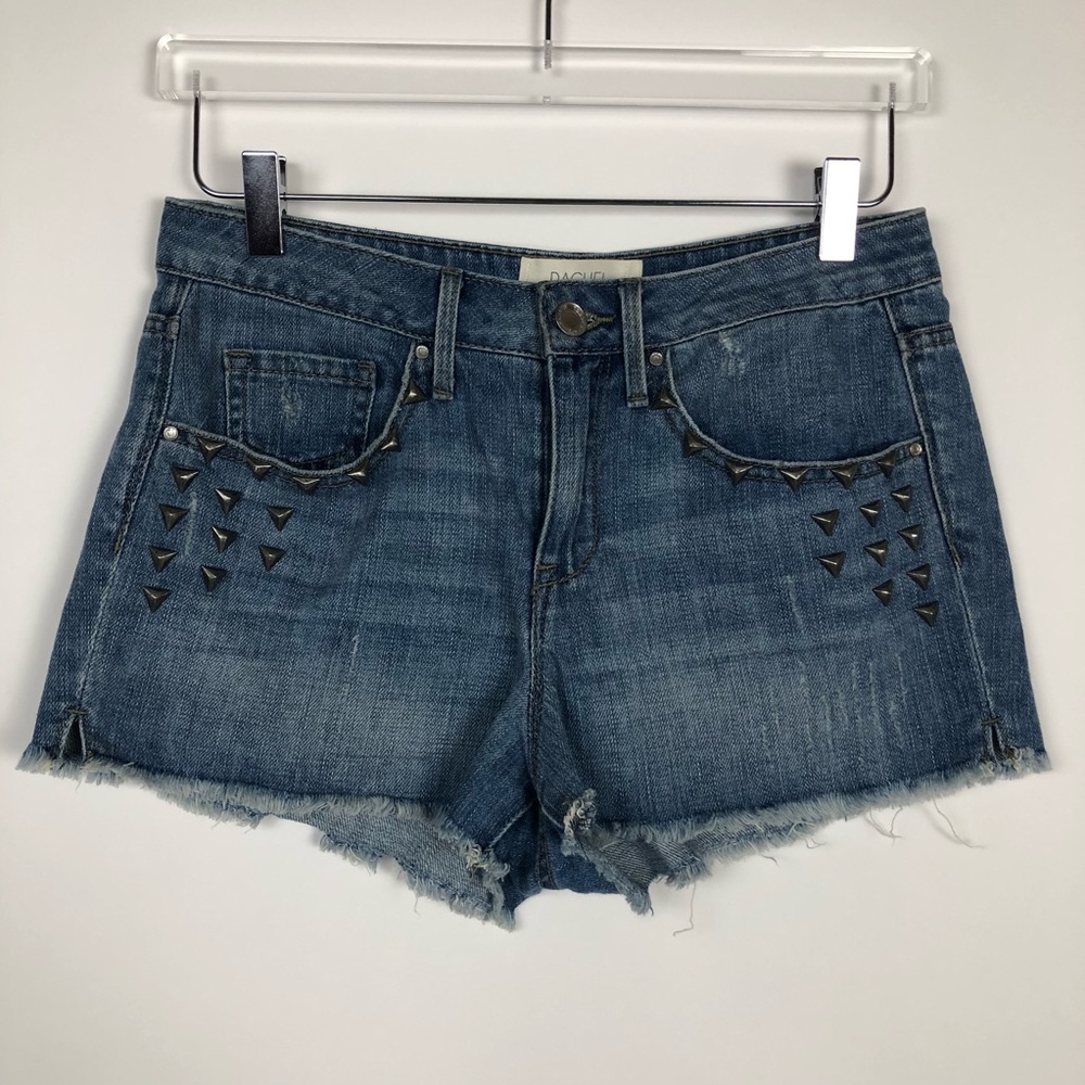 Rachel Roy Denim Studded Distressed Jean Shorts